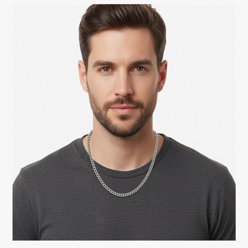 Men's Silver Curb Chain Necklace